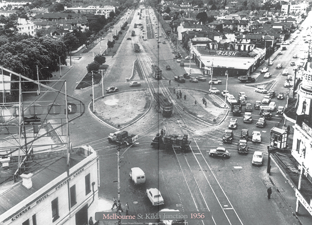 Aroundabout at ST Kilda Junction in 1956