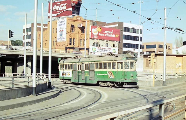 W Class Tram at St Kilda Junction ca 1980s